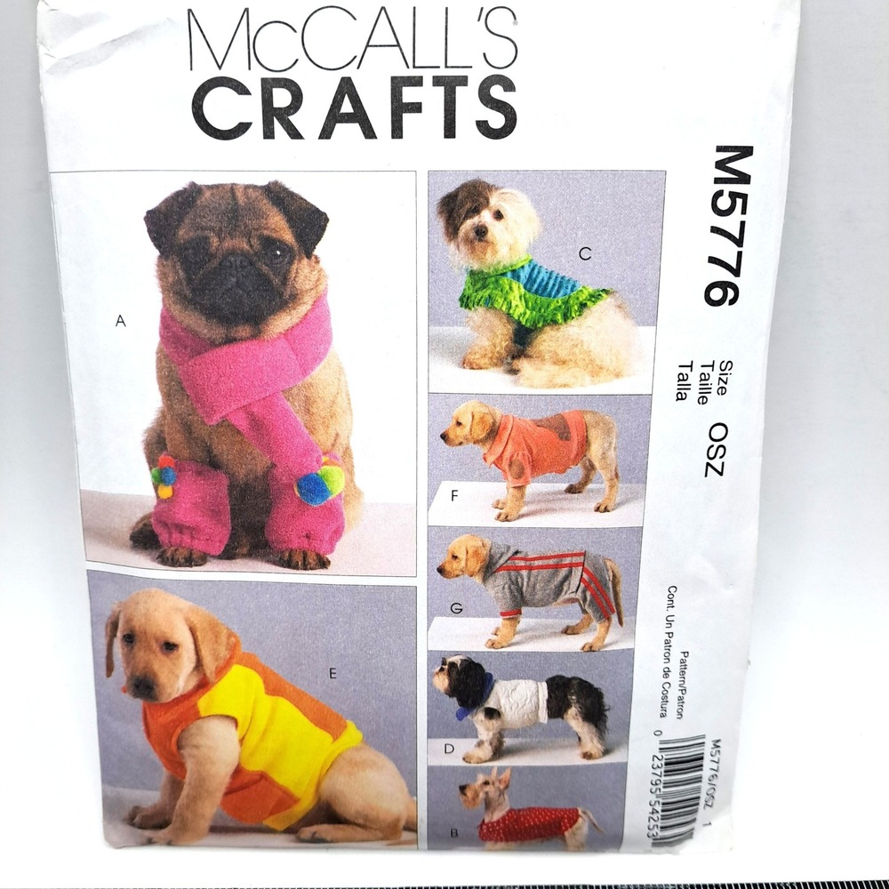 McCalls M5776 Dog Coats Scarf Leg Warmers Pattern OSZ Multi Vintage Sewing Craft